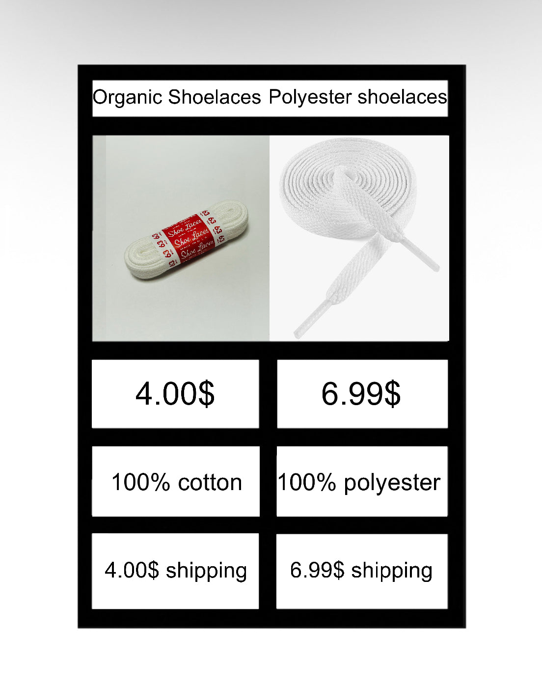 Organic Shoelaces 100% Cotton 54”